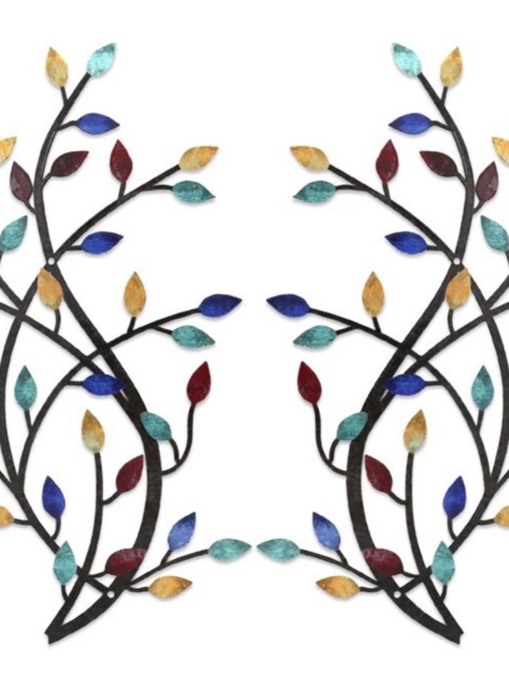 Decorative Multicolor Leaf Metal Wall Décor – Vibrant Branch Accent